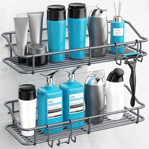 Nieifi Shower Caddy Adhesive, Shower Shelves, Shampoo Holder for Bathroom - color: Grey, size: 2 Pack