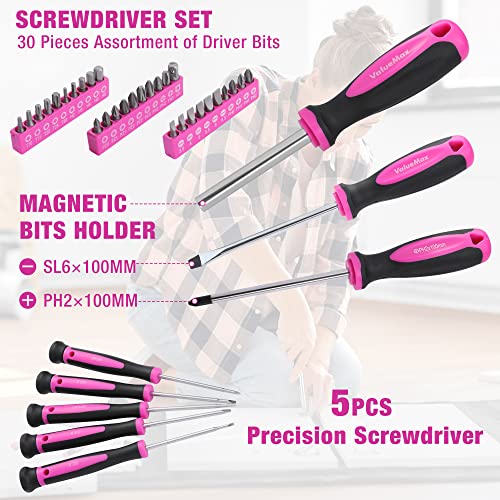 ValueMax Pink Tool Kit, 218-Pieces Home Repairing Tool Set