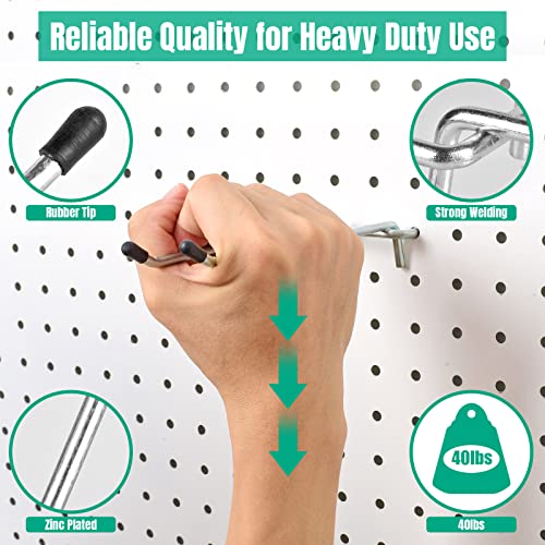 Pegboard Hooks, 10Pack 4" 6" Dual Arm Peg Board Heavy Duty Hangers (Silver) - color: Silver