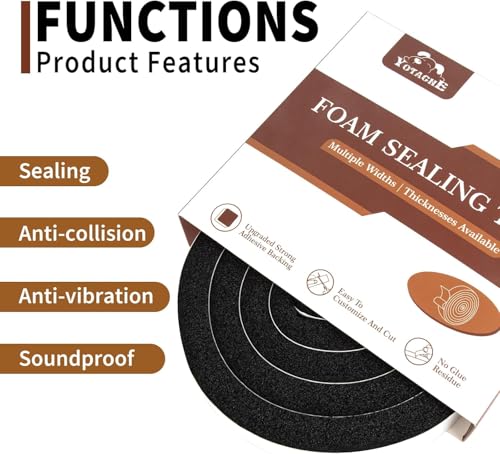 Yotache Air Conditioner Window Foam Insulation Seal 1"x1", 6.5 Ft x 4Pcs | High Resilience Foam Weather Stripping Door Seal Tape - size: (1"×1") 26FT