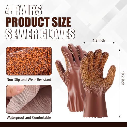 Teenyyou 4 Pairs Sewer Snake Gloves, Brown, Regular - color: Brown, size: Standard