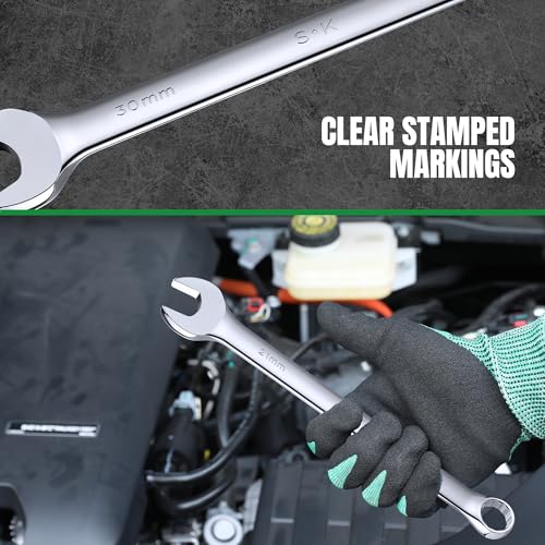 SK Combination Wrench Set, Metric 6 to 32mm, 22-Piece, Premium CR-V Steel - size: Metric 6 to 32 mm