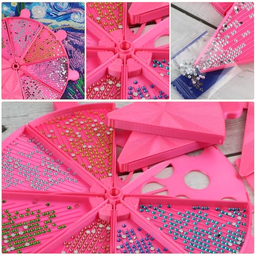 Round Diamond Painting Tray Kit,Diamond Art Drill Organizer for Beads & Rhinestones, Easy Sorting Tool for DIY Diamond Painting Kits