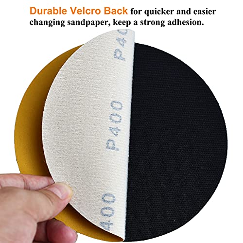 6-Inch No-Hole Hook and Loop Gold Sanding Discs 400-Grit, 100-Pack - size: 400 Grit