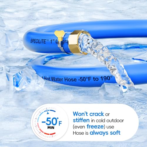 SPECILITE Hot/Cold Rubber Garden Water Hose 5 ft x 1", -50℉ to 190℉, Blue - color: 1'' Blue, size: 5 FT