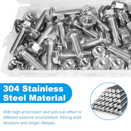 15 Sets M8-1.25 x 30mm Flanged Hex Head Bolts and Nuts Kits - size: M8-1.25 x 30mm