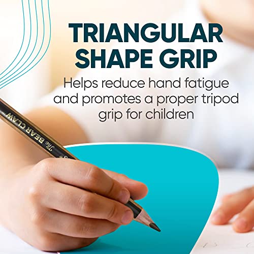 KOALA TOOLS | Bear Claw Pencils 1-Pack (6 Pencils) - Fat, Thick, Strong, Triangular Grip, Graphite, 2B Lead with Eraser - Suitable for Kids, Art, Drawing, Drafting, Sketching & Shading - style: 2B Lead