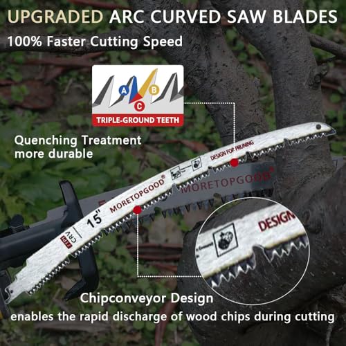 15 Inch Arc Edge Reciprocating Saw Blade with U-Groove Chip Removal Design, 7TPI Japanese Teeth with Arc-Curved Saw Blades for Wood Pruning, Tree Trimming & Wood Cutting, 3‑Pack - size: 15 Inch