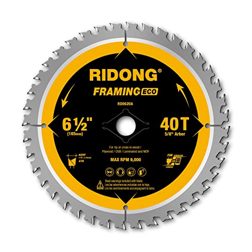 6-1/2 Inch 40 Tooth Circular Saw Blade with 5/8 Inch Arbor ATB Finishing for Wood Cutting(10-Packs) - size: 6-1/2" 40T (10 packs)
