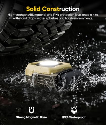 HOTLIGH Work Light, Magnetic Light with IPX4 Waterproof, 4000mAh Battery Led Work Light with 360° Rotating Design, Camping Light for Car Repair, Camping, Emergency, 2 Pack