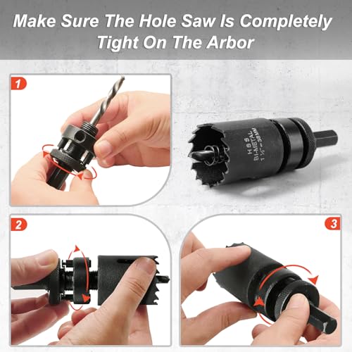 1-1/2 Inch Hole Saw with 1/2" Triangle Shank Quick Change Arbor, JTemgle Bi-Metal Hole Saw Heavy Duty Hole Cutting Tool for Cornhole Boards, Recessed Lights, Wood, Plastic, Drywall & Soft Metal - size: 1-1/2", 38mm Cutting Depth