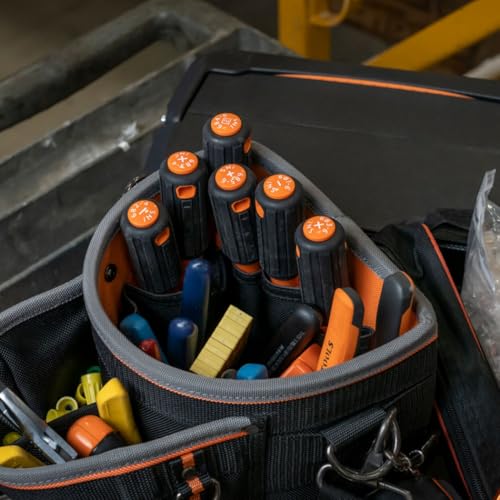 Klein Tools 85077INSR Insulated Screwdriver Set with Magnetizer, Made in USA, 1000V Electrical Screwdrivers, Phillips, Slotted, Square, 7-Piece - size: 7-Piece Set