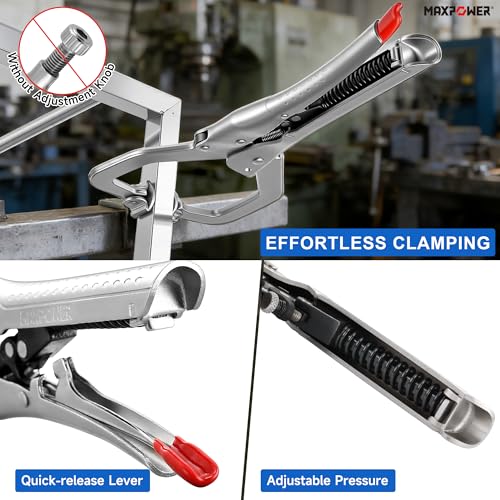 MAXPOWER 12" Self-Adjust Locking C-Clamp, 3.54" Jaw Opening, Swivel Pads - style: Swivel Pads | 12"