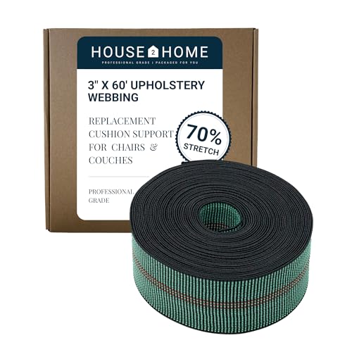House2Home 3 Inch Webbing Elastic Chair & Couch Repair Roll - size: 3" x 60' - 70% Stretch