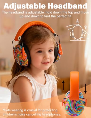 Kids Noise Canceling Earmuffs, 25-30dB Noise Reduction Ear Protection, Adjustable Headband Concert Fireworks, Autism - color: Csyr