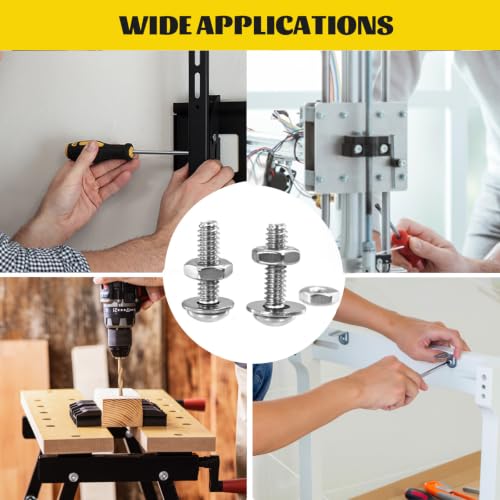 358PCS #6-32#8-32#10-24 Pan Head Machine Screws Nuts Assortment Kit - size: SS #6#8#10 358pcs