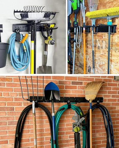 Garage Tool Organizer Wall Mount, 64in Tool Rack, 560LBS Capacity - size: 64" 4 Panels & 12 Hooks