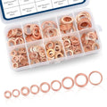200 PCS Car Copper Washers Assortment Kit, Metric Copper Crush Washer, 9 Sizes Flat Sealing Washer Assortment Kit, Universal Copper Oil Pan Plug Sealing Gaskets for Cars (Gold)