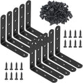 10 Pcs Black L Bracket 4 Inch Stainless Steel Corner Braces, 100x100mm Heavy Duty Shelf Bracket for Wood, Shelves, 90 Degree Support Joint Right Angle Brackets - size: 10PCS-Black 100*100mm/4*4in