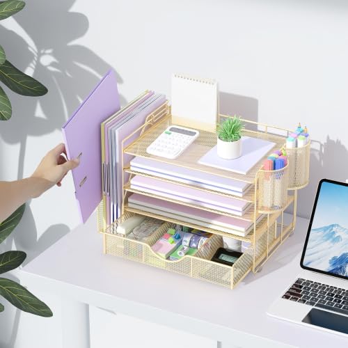 gianotter 5-Tier Desk Organizer with Drawers and File Holders - color: Gold, size: 5T