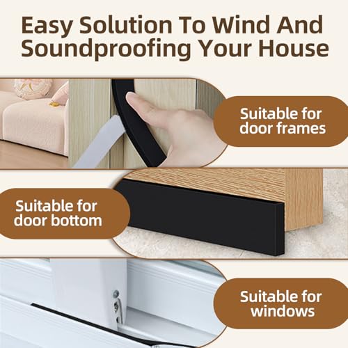 1/2 Inch Wide 1/17 Inch Thick Weather Stripping Door Seal,Window Sealing Tape,Foam Insulation Tape,Single-Sided Self-Adhesive Foam Strips,33 Feet Long Black - color: Black, size: 1/2 IN x 1/17 IN x 33FT