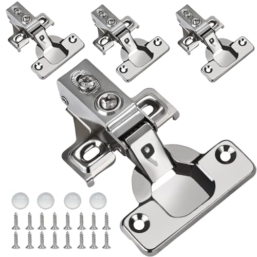 BESTEEL 4 Pack 1/2 inch Overlay Soft Close Cabinet Door Hinges for Kitchen Cabinet Hinge, 100 Degree Opening Angel, Stainless Concealed Kitchen Cabinets Hinge Self Closing with Mounting Screws &Manual - size: 4 PCS