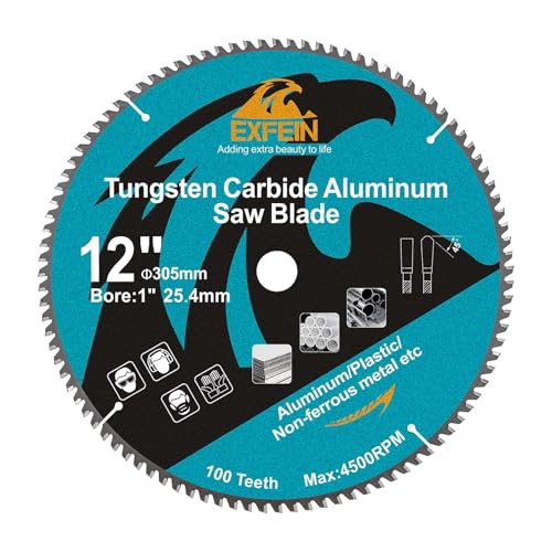 12 Inch 100 Teeth Aluminum and Non-Ferrous Metal Cutting Circular Saw Blade with 1 Inch Arbor, TCG Saw Blade for Thin Aluminum and Plastic - size: 12"