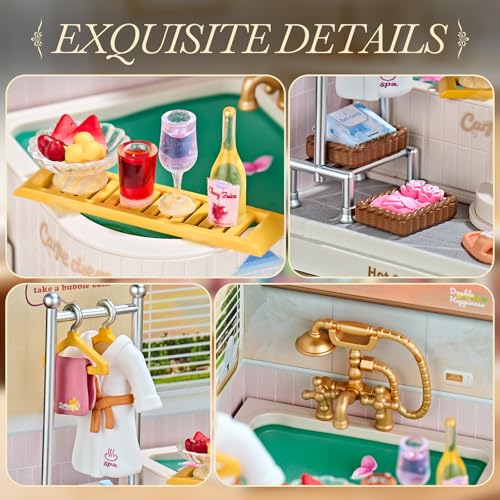 Miniature House DIY Bathroom Spa Kit with Acrylic Display Case - color: Small - Bathroom, size: Small