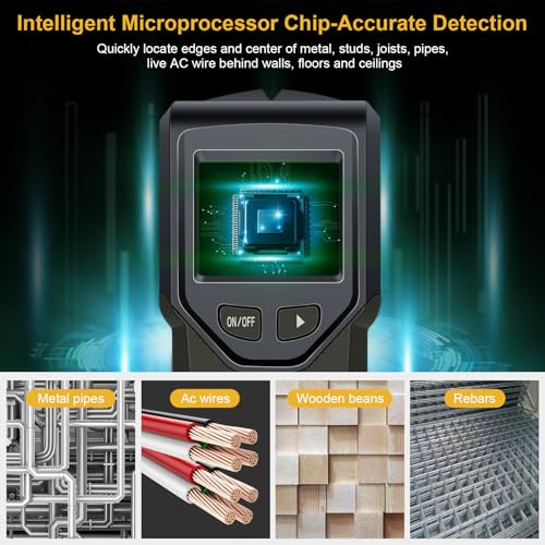 Stud Finder Wall Scanner - 5 in 1 Stud Finder Tool w/Smart Chip and HD LCD Display, Stud Detector Beam Finders for the Center and Edge of Wood AC Wire Metal Studs Joist Pipe (‎Bark) - color: ‎bark