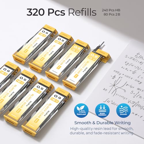 Nicpro Blocky Gear 0.9 mm Mechanical Pencils Set in Case, 3 Pack - style: 0.9mm
