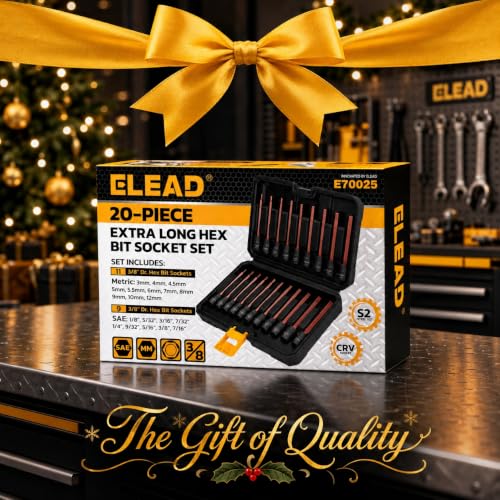 Extra-Long Allen Hex Bit Socket Set: 20-Piece 3/8 Inch Drive, 110mm S2 Steel, Standard SAE & Metric (1/8-Inch - 7/16-Inch, 3-12mm) for Impact Drills and Ratchet Wrenches - style: 110mm Allen Hex Bit Socket Set