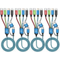 4 in 2 Multi Charging Cable, USBA/C Universal Charging Cords 4 Pack 5FT - color: White&Red&Black&Blue