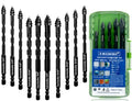 10pc Black Serrated Eccentric Masonry Drill Bit, Serrated Concrete Drill Bit Set for Ceramic Tile Brick Glass Plastic Marble and Wood (3/16” to 1/2”). - color: Black