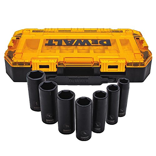 DEWALT DWMT74736 Tough Box 7PC SAE 1/2 Deep Drive Impact Socket Set - style: SAE