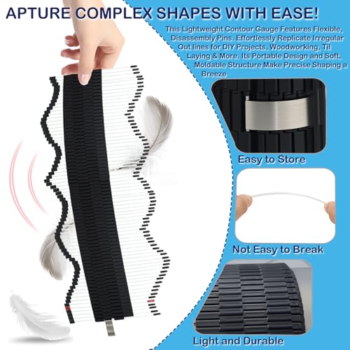 Multi Surface Pipe Profiling Tool, Pipe Cutting Template Multi Functional Shape Duplicator, Lightweight and Wear-Resistant Fiberglass Material for Tiles Floors DIY Pro Plumbing (0-10" Pipes) - size: 0-10" Pipes