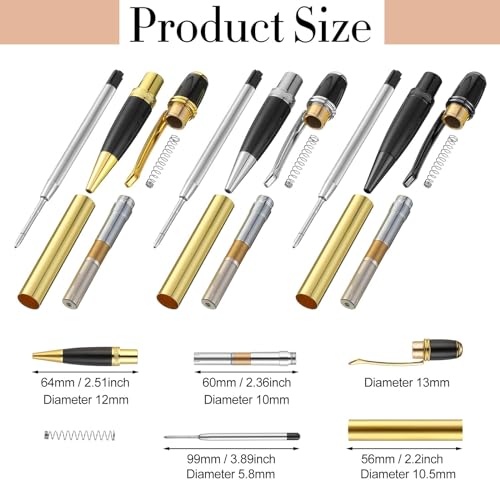 Colarr 12 Pack Woodturning Pen Kit Twist Ballpoint Pen Kit, Mix Colors - color: Mix Colors