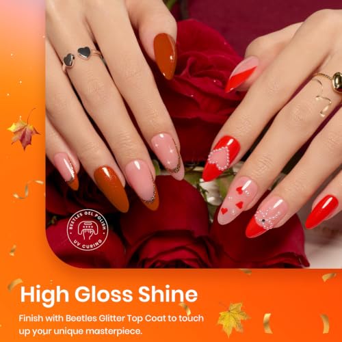 Beetles Fall Gel Nail Polish Set - Orange Brown Burgundy Gel Polish - color: A - Orange Brown Burgundy | Caramel