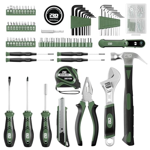 Prostormer 160-Piece Tool Set, Basic Home Repair Kit, Green - color: Green