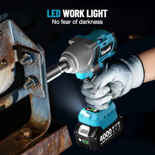 1000Nm(738ft-lbs) Cordless Impact Wrench High Torque, 1/2 Power Battery Impact Gun w/ 2x 4.0Ah Battery, Fast Charger, 5 Sockets, Storage Tool Box & Variable Speeds for Car Tire Truck RV Mower