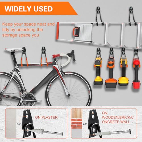 HUPBIPY Garage Hooks Heavy Duty, Large Square Wall Hooks - color: Orange Large U Hook, size: 7.7inch U Hook