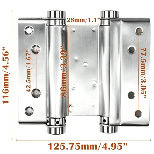 4 Inches Double Action Spring Hinges 1 Pair, Fit 1.1 Inch Thick