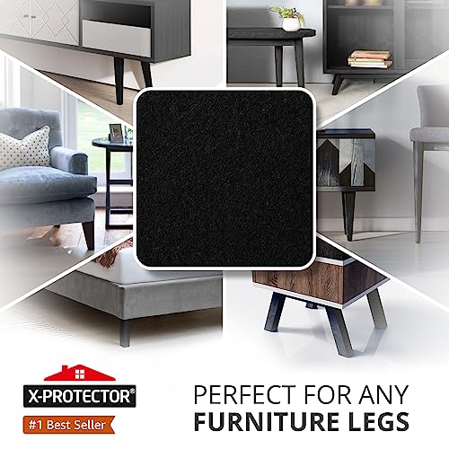 X-PROTECTOR Felt Furniture Pads - 48 PCS 1" - Felt Pads Floor Protectors - size: 1" 48 Black, Square