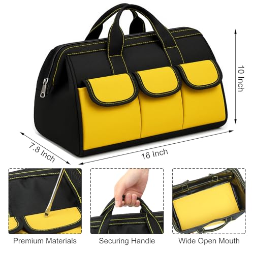 Sanwuta 3 Pack 16 Inch Tool Bags, Classic, Black Red, Blue, Yellow - color: Black Red, Blue, Yellow, size: 16 Inch, style: Classic