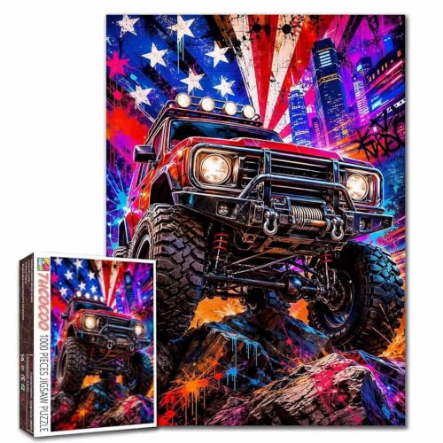 Heavy Truck Graffiti Neon Street Flag 1000 Pieces Puzzles for Adults - color: Sports 02