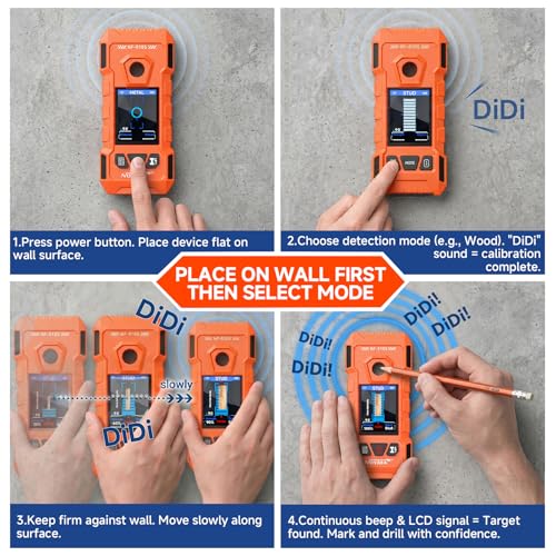 NOYAFA Rechargeable Stud Finder Wall Scanner, 6 in 1 Electronic Wall Detector