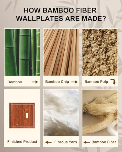 2-Pack Natural Bamboo Fiber Combo Blank/Toggle Light Switch Cover Plate - color: Wood Grain, size: 1 Blank/1 Toggle 2PK