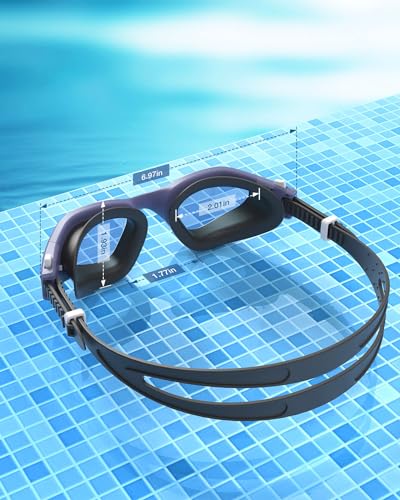 ZIONOR Swim Goggles, G1 SE Swimming Goggles Anti-Fog for Adult Men Women - color: B3-gold Lens Darkblue Frame