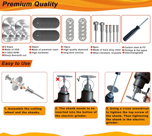 Tungsten Carbide Burr, Sanding Drums & Cutting Wheel Set, 195 Pcs - size: 195 Pcs
