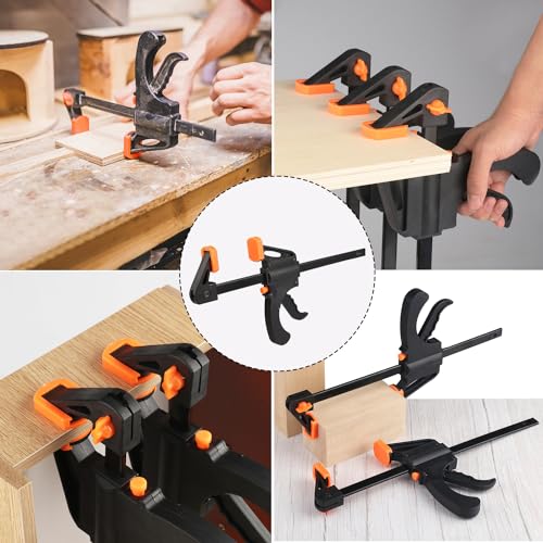 8 Pack 8 Inch F Bar Clamp, Medium Duty 160lbs One Handed Clamps/Spreader, Bar Clamps for Woodworking, Crafting, by GENHAKON - size: 8 Pack 8 Inch