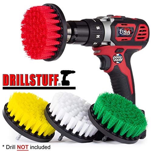 4in Soft, Medium and Stiff Drill Brush Attachment Power Scrubber Brush Set - size: 4in Diameter Brushes (4 Piece Set)